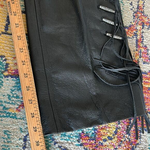 Harley-Davidson Black leather Pants with Fringe Details lined size 8 - Picture 12 of 12
